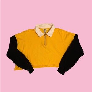 Forever 21 cropped collared polo half-zip sweatshirt